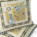 Set of Two 16" X 16" Green and Yellow Peacock Blown Seam Floral Indoor Outdoor Throw Pillow