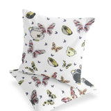 Set of Two 16" X 16" Beige and White Peacock Blown Seam Floral Indoor Outdoor Throw Pillow