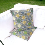 Set of Two 16" X 16" Gray and Gold Botanical Indoor Outdoor Throw Pillow