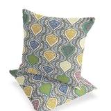 Set of Two 16" X 16" Gray and Gold Botanical Indoor Outdoor Throw Pillow