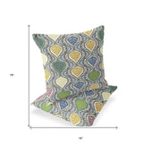 Set of Two 16" X 16" Gray and Gold Botanical Indoor Outdoor Throw Pillow