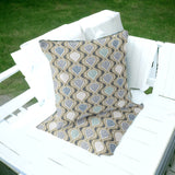 Set of Two 16" X 16" Gray and White Botanical Indoor Outdoor Throw Pillow