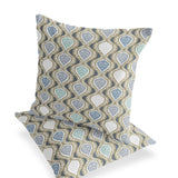 Set of Two 16" X 16" Gray and White Botanical Indoor Outdoor Throw Pillow
