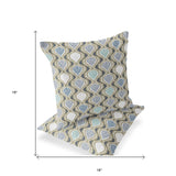 Set of Two 16" X 16" Gray and White Botanical Indoor Outdoor Throw Pillow