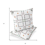 Set of Two 16" X 16" Gray and White Botanical Indoor Outdoor Throw Pillow