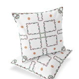 Set of Two 16" X 16" Green and White Botanical Indoor Outdoor Throw Pillow