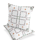 Set of Two 16" X 16" Green and White Botanical Indoor Outdoor Throw Pillow