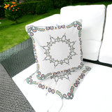Set of Two 16" X 16" Green and White Botanical Indoor Outdoor Throw Pillow