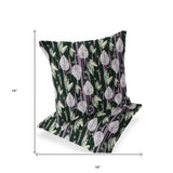 Set of Two 16" X 16" Purple and White Botanical Indoor Outdoor Throw Pillow