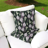 Set of Two 16" X 16" Purple and White Botanical Indoor Outdoor Throw Pillow