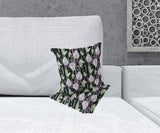 Set of Two 16" X 16" Purple and White Botanical Indoor Outdoor Throw Pillow