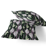 Set of Two 16" X 16" Purple and White Botanical Indoor Outdoor Throw Pillow