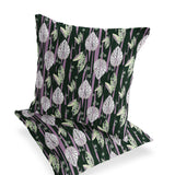 Set of Two 16" X 16" Purple and White Botanical Indoor Outdoor Throw Pillow