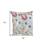 Set of Two 16" X 16" Purple and White Botanical Indoor Outdoor Throw Pillow