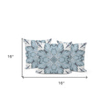 Set of Three 16" X 16" Gray and Orange Botanical Indoor Outdoor Throw Pillow