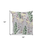 Set of Three 16" X 16" Blue and Gray Botanical Indoor Outdoor Throw Pillow