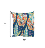 Set of Three 16" X 16" Gray and Purple Botanical Indoor Outdoor Throw Pillow