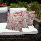 Set of Three 16" X 16" Purple and Ivory Geometric Indoor Outdoor Throw Pillow