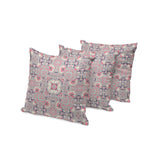 Set of Three 16" X 16" Pink and Ivory Botanical Indoor Outdoor Throw Pillow