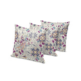 Set of Three 16" X 16" Blue and Purple Elephant Blown Seam Floral Indoor Outdoor Throw Pillow