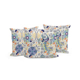 Set of Three 16" X 16" Yellow and White Peacock Eclectic Indoor Outdoor Throw Pillow