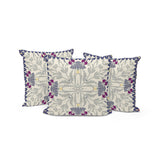 Set of Three 16" X 16" Gray and Purple Blown Seam Floral Indoor Outdoor Throw Pillow