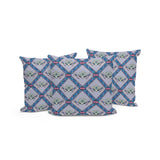 Set of Three 16" X 16" Blue and Gray Peacock Blown Seam Floral Indoor Outdoor Throw Pillow