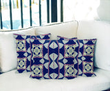 Set of Three 16" X 16" Blue and Pink Blown Seam Eclectic Indoor Outdoor Throw Pillow