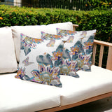 Set of Three 16" X 16" Pink and White Butterfly Blown Seam Floral Indoor Outdoor Throw Pillow