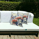 Set of Three 16" X 16" Green and Yellow Butterfly Blown Seam Floral Indoor Outdoor Throw Pillow