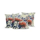 Set of Three 16" X 16" Green and Yellow Butterfly Blown Seam Floral Indoor Outdoor Throw Pillow