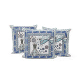 Set of Three 16" X 16" Gray and White Peacock Blown Seam Floral Indoor Outdoor Throw Pillow