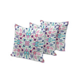 Set of Three 16" X 16" Pink and White Blown Seam Paisley Indoor Outdoor Throw Pillow