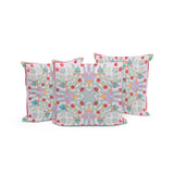 Set of Three 16" X 16" Red and Pink Blown Seam Paisley Indoor Outdoor Throw Pillow