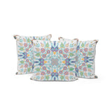 Set of Three 16" X 16" Yellow and White Blown Seam Paisley Indoor Outdoor Throw Pillow