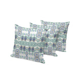 Set of Three 16" X 16" Beige and Green Blown Seam Paisley Indoor Outdoor Throw Pillow