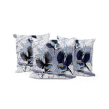 Set of Three 16" X 16" Black and White Bird Blown Seam Eclectic Indoor Outdoor Throw Pillow