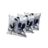 Set of Three 16" X 16" Black and White Bird Blown Seam Eclectic Indoor Outdoor Throw Pillow