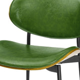 Set of Two Off White And Black Upholstered Faux Leather Curved Back Dining Side Chairs