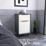 28" White One Drawer Faux Wood Nightstand With Storage