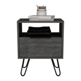 22" Gray Faux Wood Nightstand With Storage