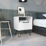 22" Gray Faux Wood Nightstand With Storage