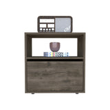 21" Brown Faux Wood Nightstand With Storage