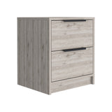 19" Gray Two Drawer Faux Wood Nightstand