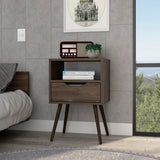 19" White Two Drawer Faux Wood Nightstand