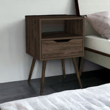 25" Brown One Drawer Faux Wood Nightstand