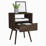 25" Brown One Drawer Faux Wood Nightstand