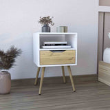 25" Gray One Drawer Faux Wood Nightstand