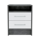 20" Gray Two Drawer Faux Wood Nightstand