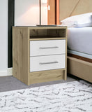 20" White Two Drawer Faux Wood Nightstand